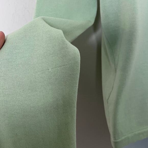 Company Ellen Tracy Women's Cardigan Sweater M Mint Green Button Front Crew Neck - Picture 7 of 7